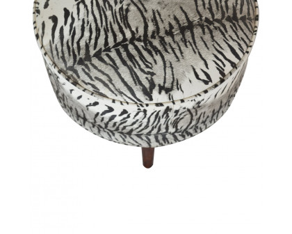 Artisan Nordic Style Footstool - Zebra, Velvet