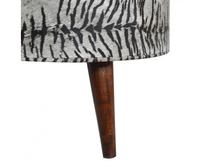 Artisan Nordic Style Footstool - Zebra, Velvet