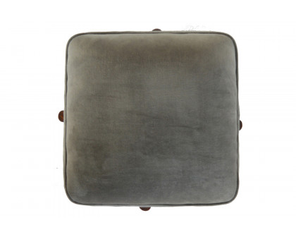 Artisan Footstool with Solid Wood Legs - Gray, Velvet