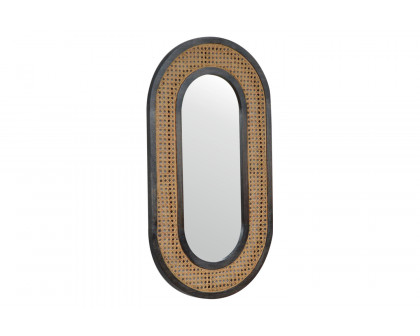 Artisan - Carbon Mirror in Black, Rattan