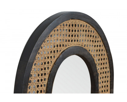 Artisan - Carbon Mirror in Black, Rattan