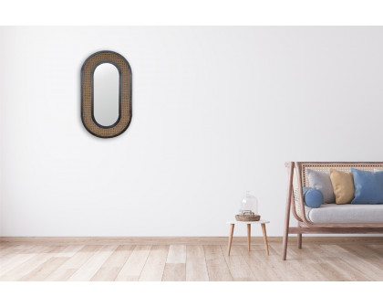 Artisan - Carbon Mirror in Black, Rattan