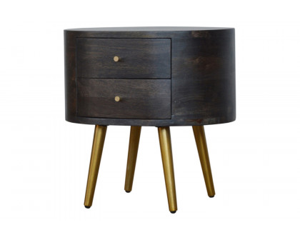 Artisan - Bedside with Brass Legs in Ash Black