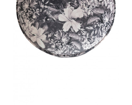 Artisan Round Footstool with Floral Print