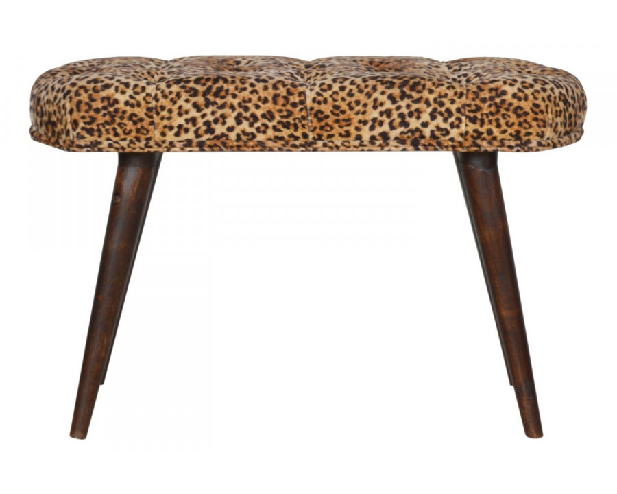 Artisan Deep Button Bench - Leopard, Velvet