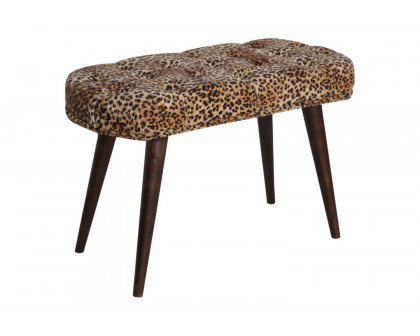 Artisan Deep Button Bench - Leopard, Velvet