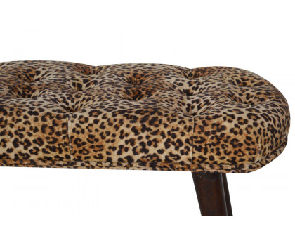 Artisan Deep Button Bench - Leopard, Velvet