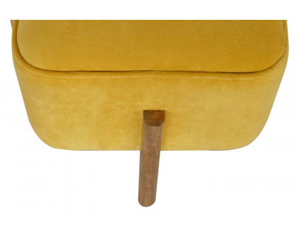 Artisan Footstool with Solid Wood Legs - Mustard, Velvet