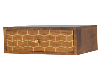 Artisan Wall Mounted Gold Art Pattern Chestnut Bedside