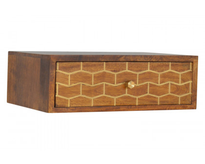 Artisan Wall Mounted Gold Art Pattern Chestnut Bedside