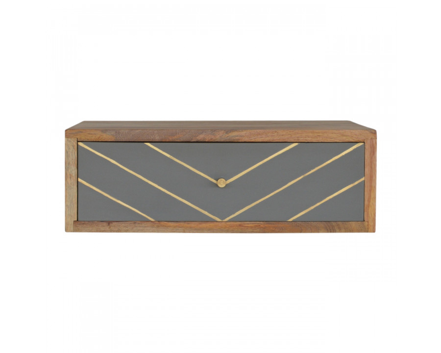 Artisan Floating Inlay Cement Nightstand - Brass