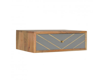 Artisan Floating Inlay Cement Nightstand - Brass