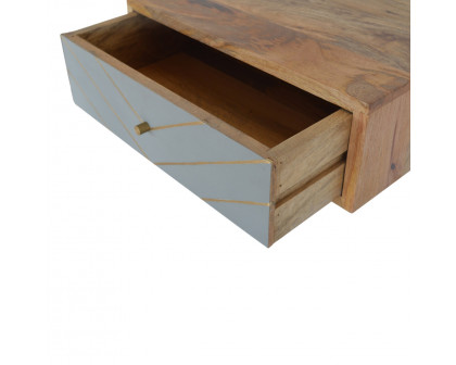 Artisan Floating Inlay Cement Nightstand - Brass