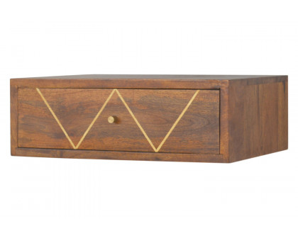 Artisan Wall Mounted Chestnut Brass Inlay Bedside