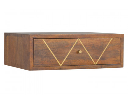 Artisan Wall Mounted Chestnut Brass Inlay Bedside