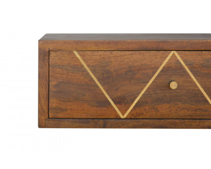 Artisan Wall Mounted Chestnut Brass Inlay Bedside