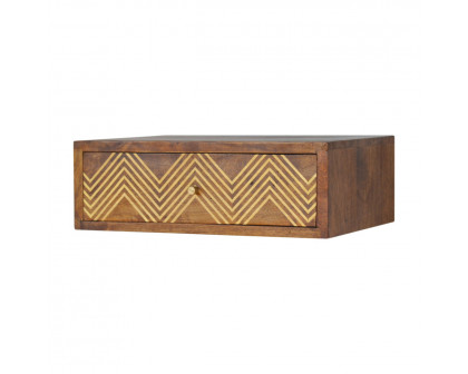 Artisan - Wall Mounted Chevron Nightstand in Chestnut