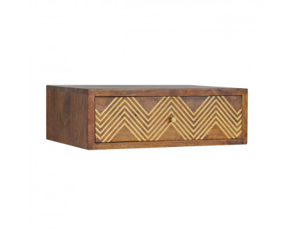 Artisan - Wall Mounted Chevron Nightstand in Chestnut