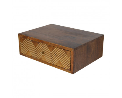 Artisan - Wall Mounted Chevron Nightstand in Chestnut