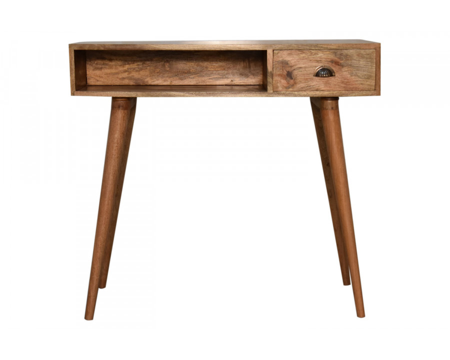 Artisan Solid Wood Open Slot Writing Desk - Oak-ish, W/O Cable Access