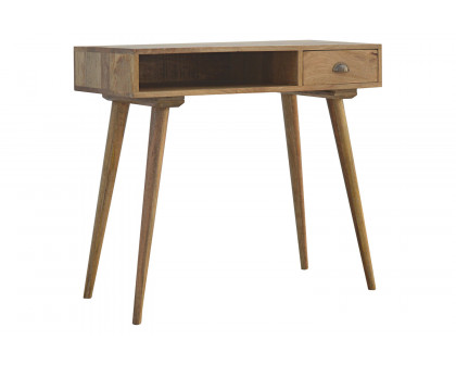 Artisan Solid Wood Open Slot Writing Desk - Oak-ish, W/O Cable Access