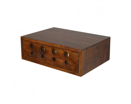 Artisan Floating Cut-Out Nightstand - Chestnut, Brass