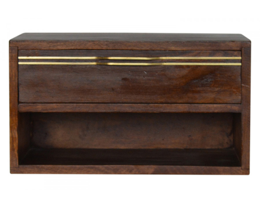 Artisan - Wall Mounted Brass Handle Bedside in Chestnut