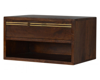 Artisan - Wall Mounted Brass Handle Bedside in Chestnut