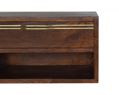 Artisan - Wall Mounted Brass Handle Bedside in Chestnut