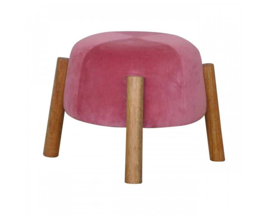 Artisan - Cone Footstool in Pink, Velvet