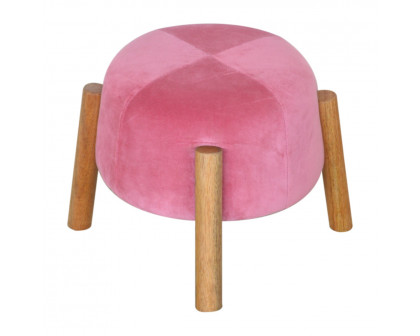 Artisan - Cone Footstool in Pink, Velvet