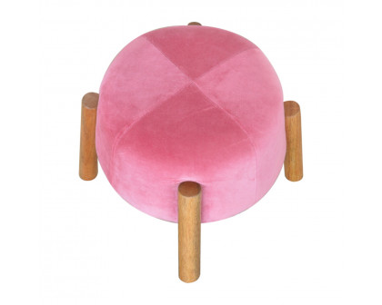 Artisan - Cone Footstool in Pink, Velvet