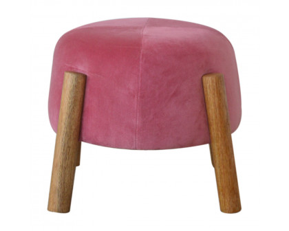 Artisan - Cone Footstool in Pink, Velvet