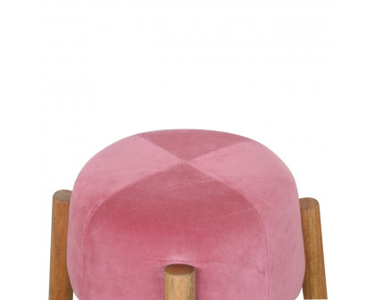 Artisan - Cone Footstool in Pink, Velvet