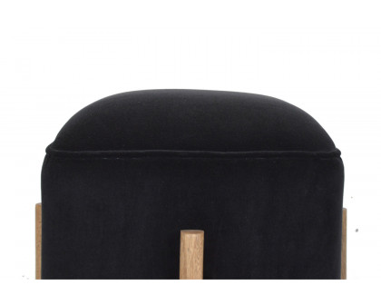 Artisan Footstool with Solid Wood Legs - Black, Velvet