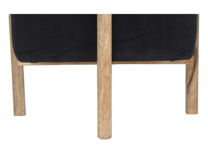 Artisan Footstool with Solid Wood Legs - Black, Velvet