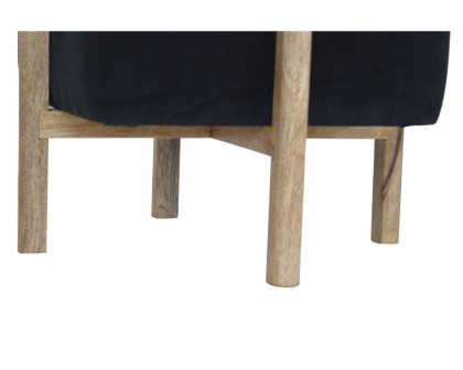 Artisan Footstool with Solid Wood Legs - Black, Velvet