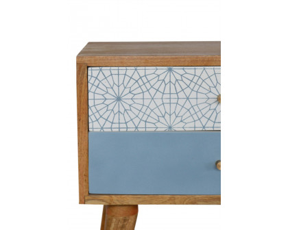 Artisan Patterned Bedside - Blue