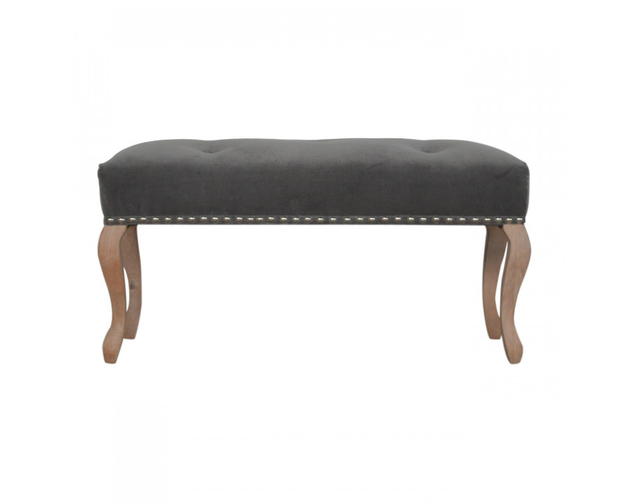 Artisan French Style Bench - Gray, Velvet