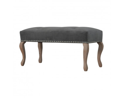 Artisan French Style Bench - Gray, Velvet