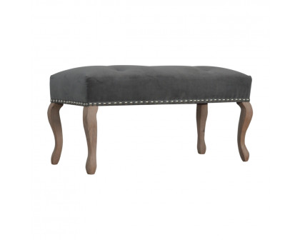 Artisan French Style Bench - Gray, Velvet