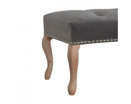 Artisan French Style Bench - Gray, Velvet