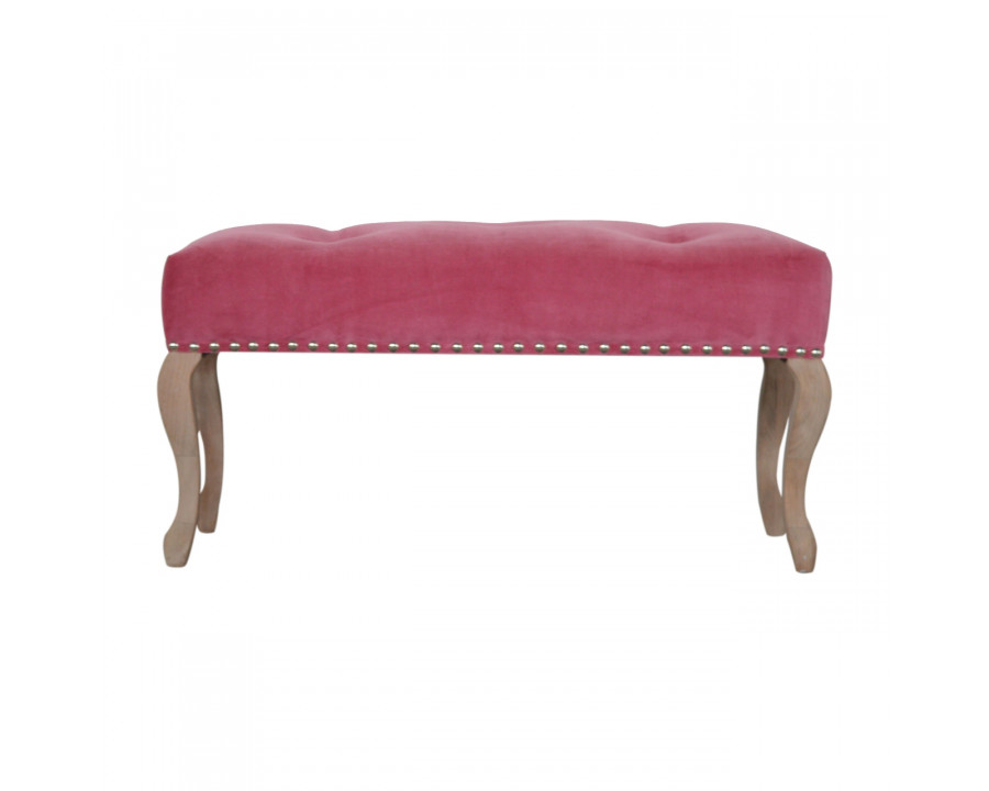 Artisan French Style Bench - Pink, Velvet