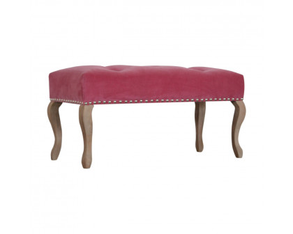 Artisan French Style Bench - Pink, Velvet