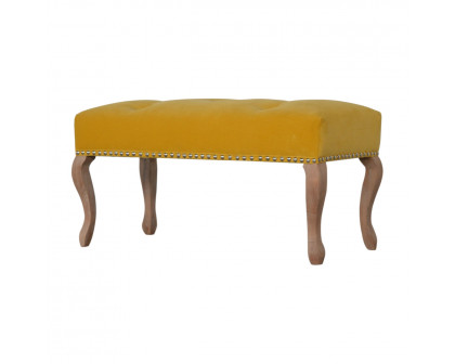 Artisan French Style Bench - Mustard, Velvet