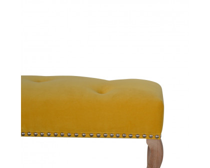 Artisan French Style Bench - Mustard, Velvet