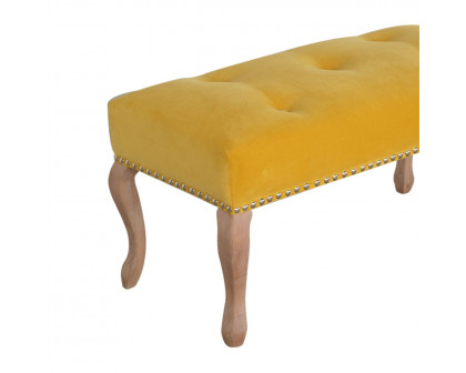 Artisan French Style Bench - Mustard, Velvet