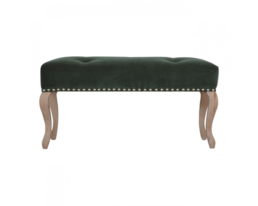 Artisan French Style Bench - Emerald Green, Velvet