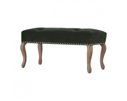 Artisan French Style Bench - Emerald Green, Velvet