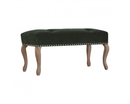 Artisan French Style Bench - Emerald Green, Velvet